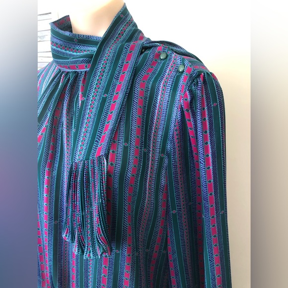 🌿 NORMAN HARTNELL 🌿 UK designer vintage long sleeve dress size 18 - Picture 4 of 6